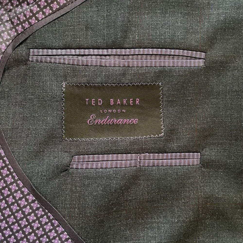 Ted Baker Endurance Jay Blazer Sz 42R Charcoal Gray Plaid Two Button Sport Coat - Picture 7 of 8